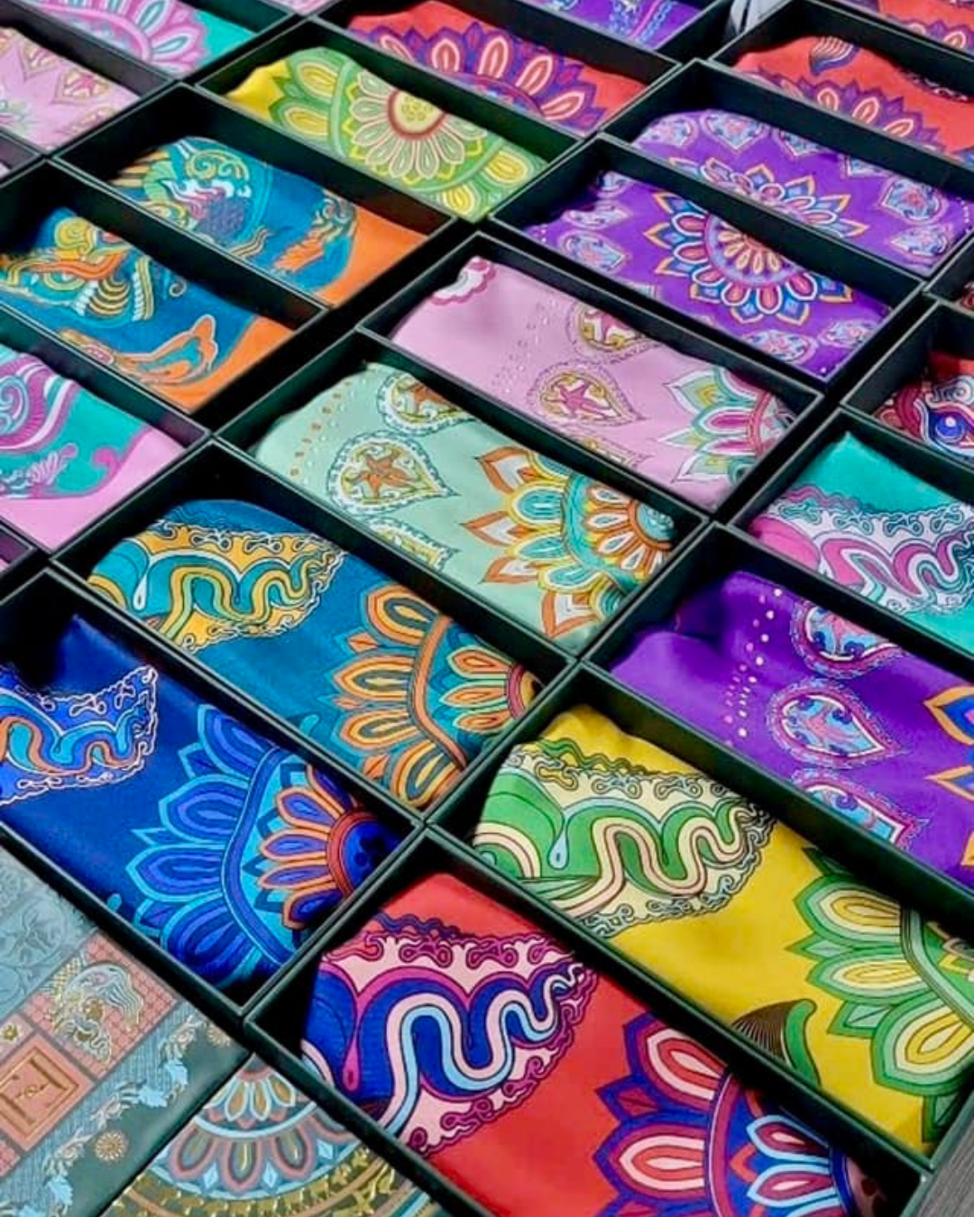 Quà Tặng Cao Cấp Tinh Hoa / Khăn Lụa Vuông Hương Vân Long Mộng / Xanh Lam Đậm