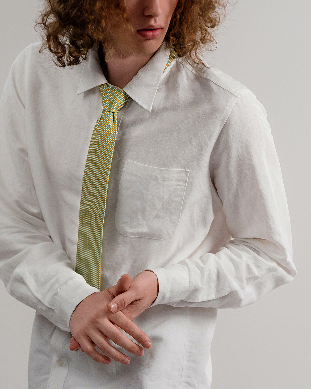 Cà Vạt Gấm Hoa Văn Chữ T Màu / Vàng Chanh / Bản 8cm