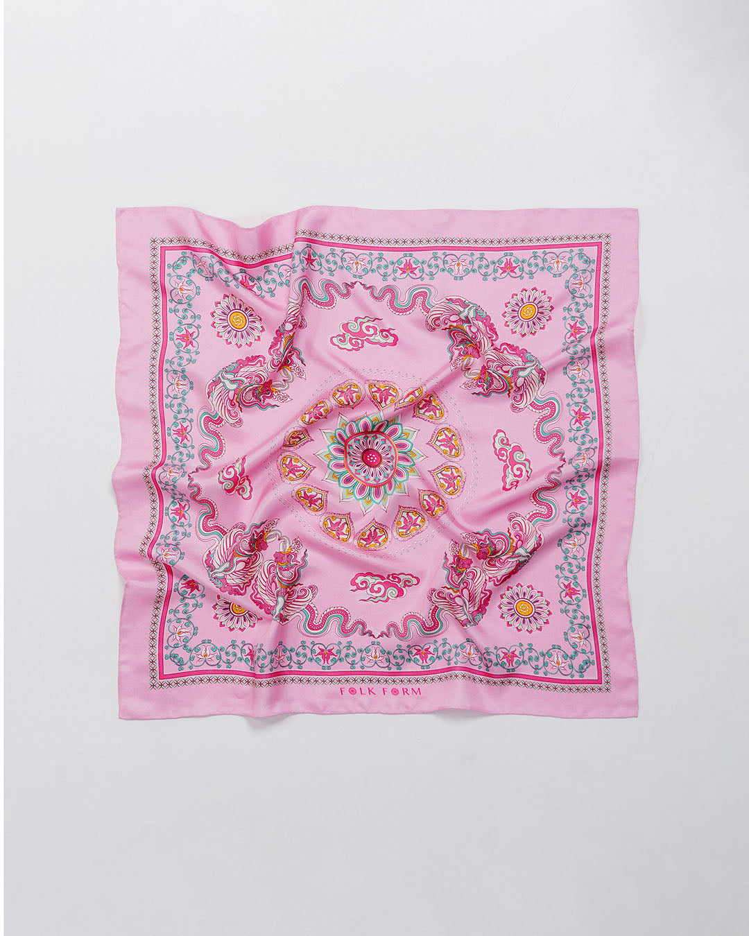 Khăn Lụa Phụng Vũ Vân Ca / Hồng / 110x110