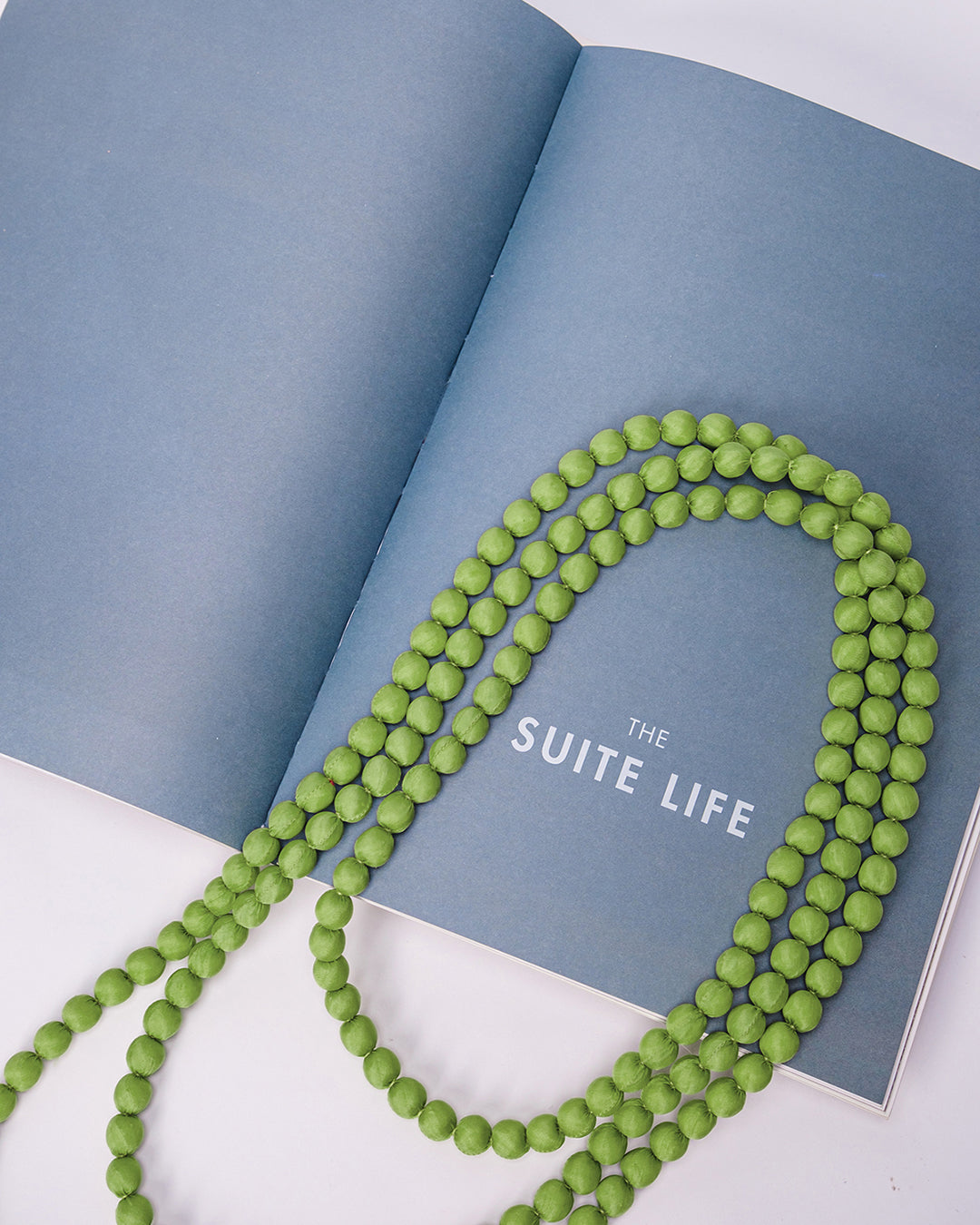 Vòng Hạt Bọc Lụa Màu Trơn / Xanh Cốm / 110cm