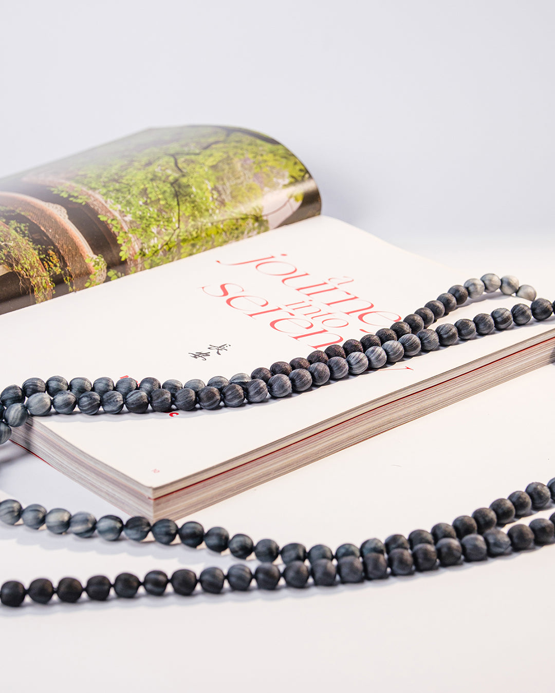 Vòng Hạt Bọc Lụa Nhuộm Loang / Đen Xám / 110cm