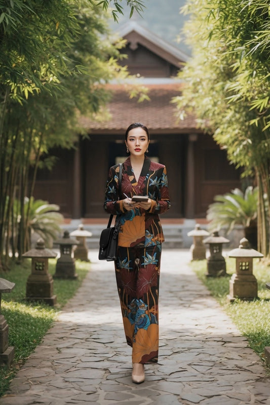 Suit Lụa Nữ Cao Cấp Uyên Ương Liên Hạ: Khi Vẻ Đẹp Là Vũ Khí Của Trí Tuệ