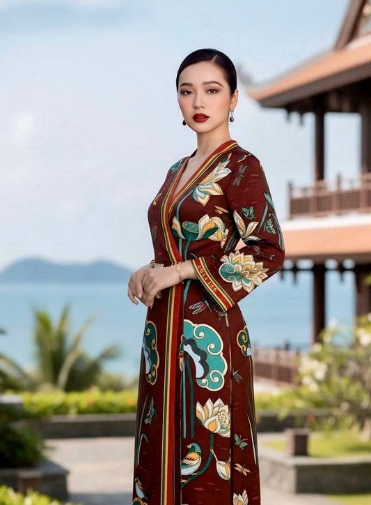 Khi Sắc Nâu Đỏ Kể Câu Chuyện Vàng Son: Tuyệt Phẩm Đầm Lụa Cách Tân Từ Folk Form