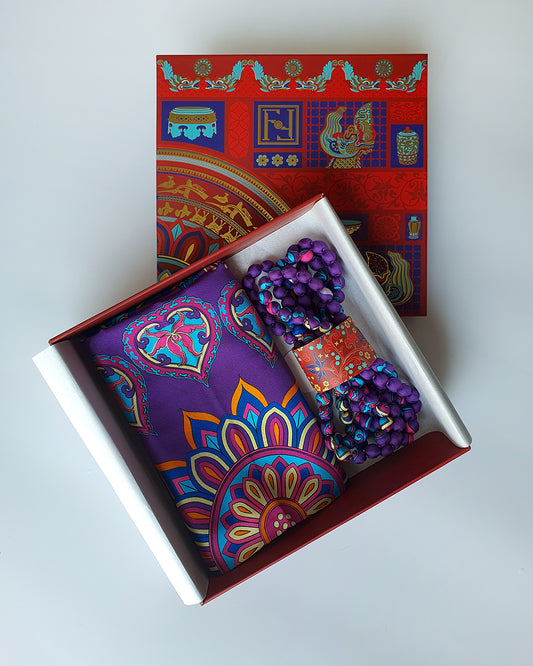 Quà Tặng Cao Cấp Tinh Hoa / Khăn Lụa Vuông Phụng Vũ Vân Ca / Tím