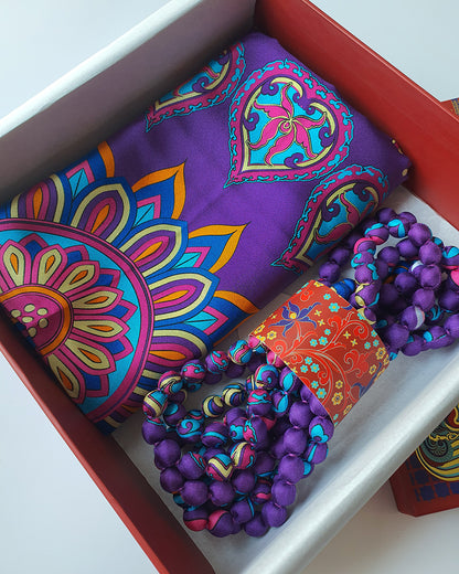 Quà Tặng Cao Cấp Tinh Hoa / Khăn Lụa Vuông Phụng Vũ Vân Ca / Tím