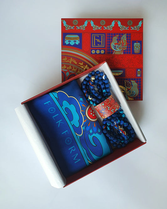 Quà Tặng Cao Cấp / Khăn Lụa Vuông Hương Vân Long Mộng / Xanh Lam Đậm