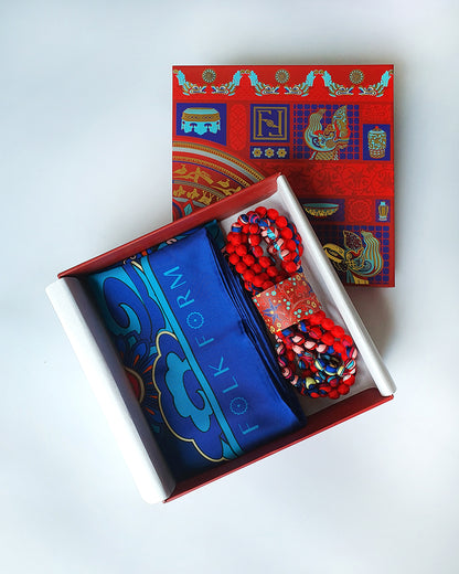 Quà Tặng Cao Cấp Tinh Hoa / Khăn Lụa Vuông Hương Vân Long Mộng / Xanh Lam Đậm