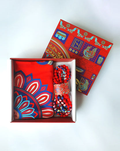 Quà Tặng Cao Cấp Tinh Hoa / Khăn Lụa Vuông Hương Vân Long Mộng / Đỏ