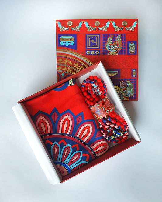 Quà Tặng Cao Cấp / Khăn Lụa Vuông Hương Vân Long Mộng / Đỏ