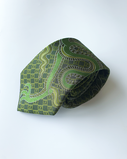 Quà Tặng Cao Cấp / Cà Vạt Lụa Gấm Hoa Văn Lục Long / 8cm x 145cm