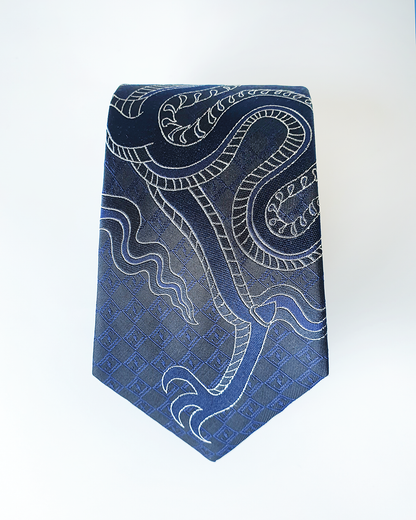 Quà Tặng Cao Cấp / Cà Vạt Lụa Gấm Hoa Văn Thanh Long / 8cm x 145cm