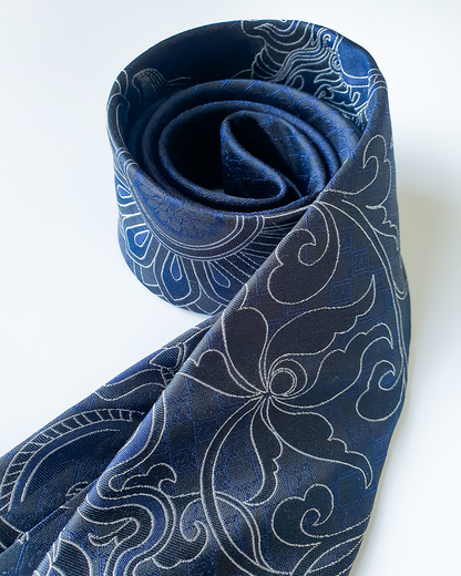 Quà Tặng Cao Cấp / Cà Vạt Lụa Gấm Hoa Văn Thanh Long / 8cm x 145cm