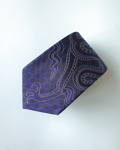 Quà Tặng Cao Cấp / Cà Vạt Lụa Gấm Hoa Văn Tử Long / 8cm x 145cm