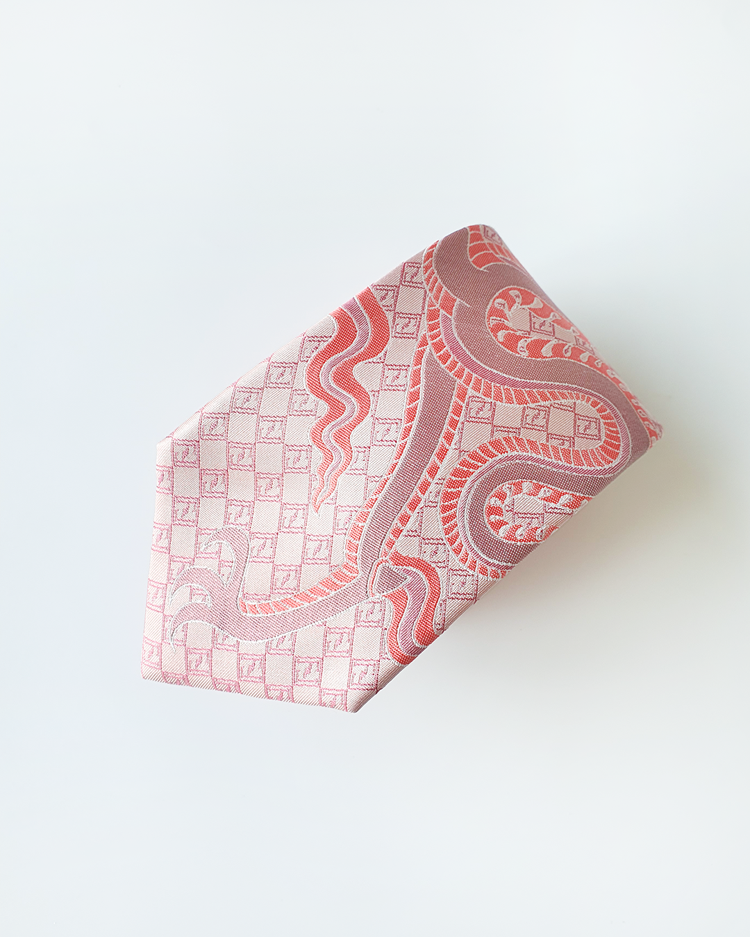 Quà Tặng Cao Cấp / Cà Vạt Lụa Gấm Hoa Văn Hồng Long / 8cm x 145cm