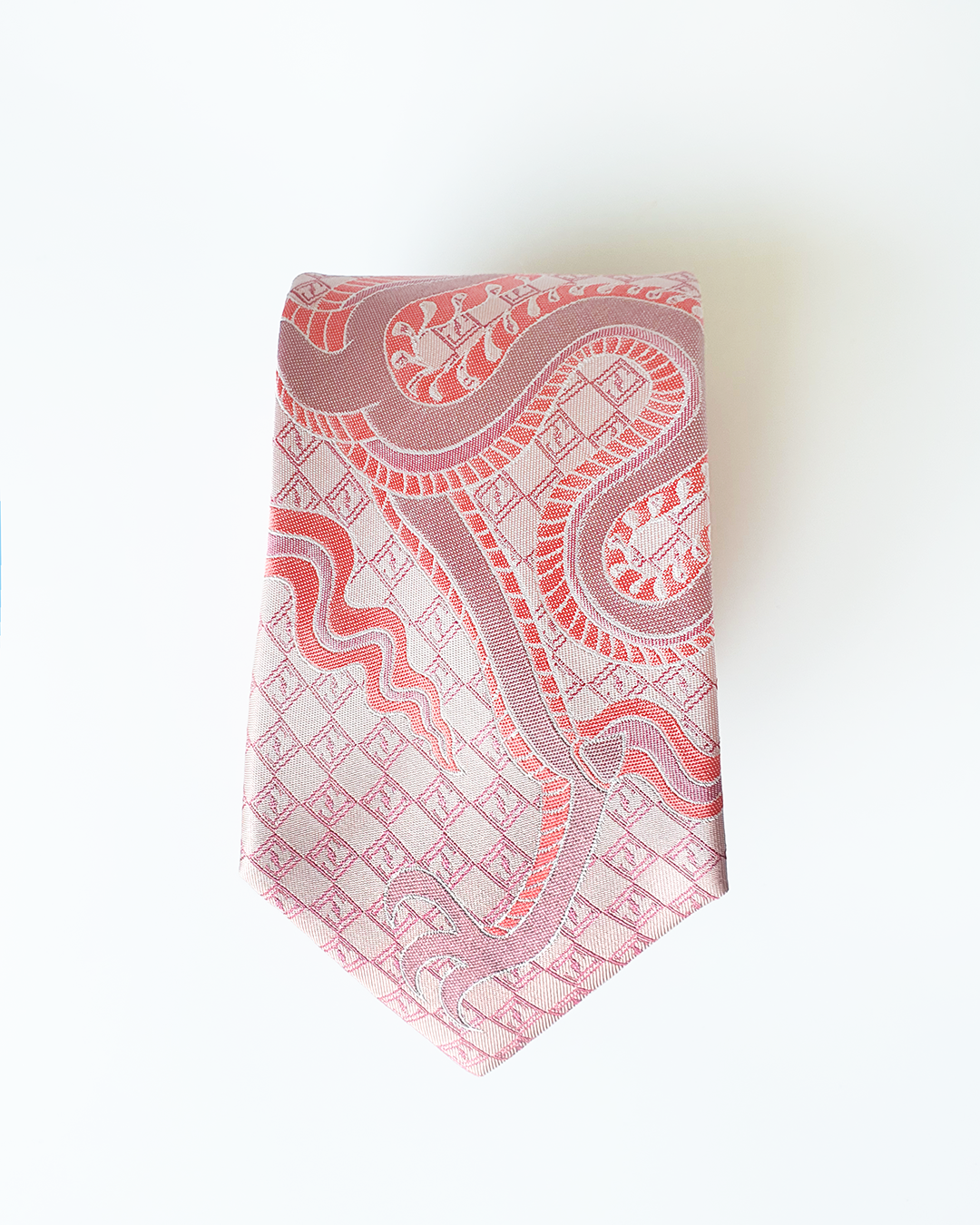 Quà Tặng Cao Cấp / Cà Vạt Lụa Gấm Hoa Văn Hồng Long / 8cm x 145cm