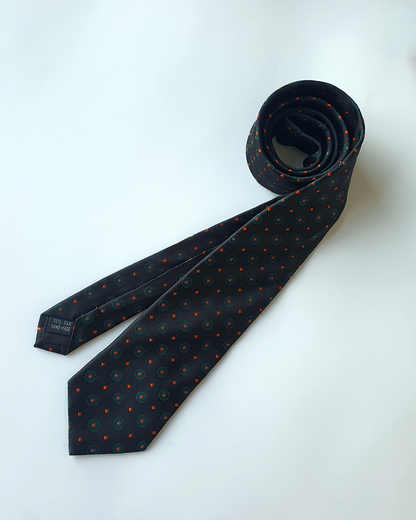 Cà Vạt Lụa Gấm Hoa Văn Huyền Ngọc Kèm Đôi Khuy Măng Sét / 8cm x 145cm