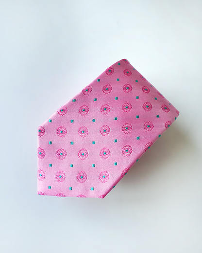 Cà Vạt Lụa Gấm Hoa Văn Phong Lưu Kèm Đôi Khuy Măng Sét / 8cm x 145cm