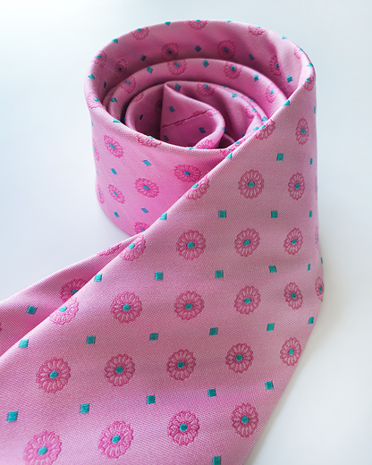 Cà Vạt Lụa Gấm Hoa Văn Phong Lưu Kèm Đôi Khuy Măng Sét / 8cm x 145cm