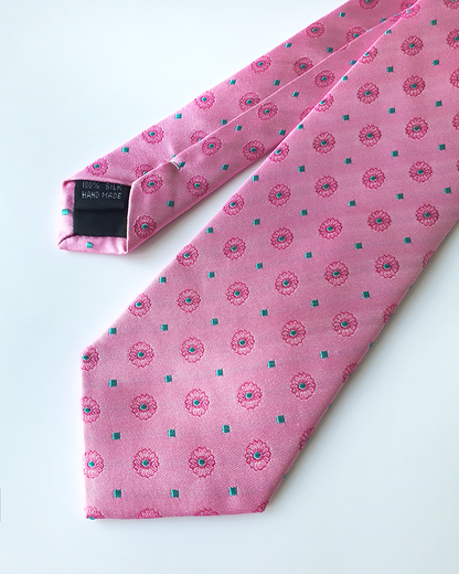 Cà Vạt Lụa Gấm Hoa Văn Phong Lưu Kèm Đôi Khuy Măng Sét / 8cm x 145cm