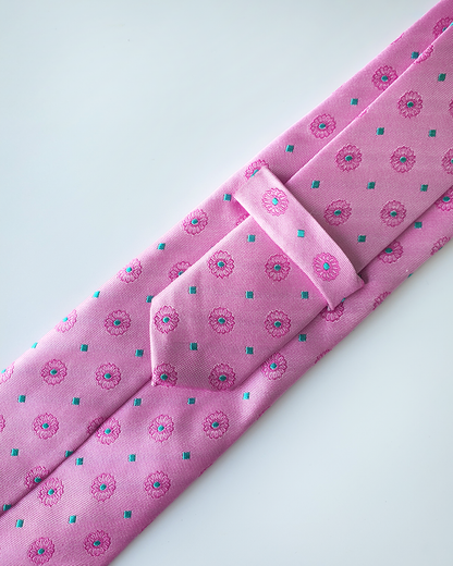 Cà Vạt Lụa Gấm Hoa Văn Phong Lưu Kèm Đôi Khuy Măng Sét / 8cm x 145cm