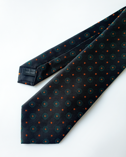 Cà Vạt Lụa Gấm Hoa Văn Huyền Ngọc Kèm Đôi Khuy Măng Sét / 8cm x 145cm