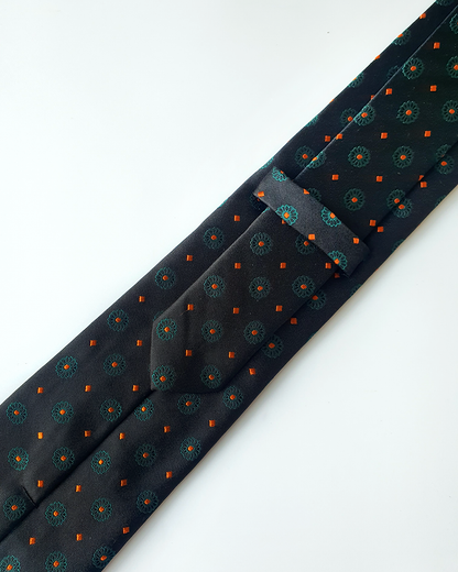 Cà Vạt Lụa Gấm Hoa Văn Huyền Ngọc Kèm Đôi Khuy Măng Sét / 8cm x 145cm