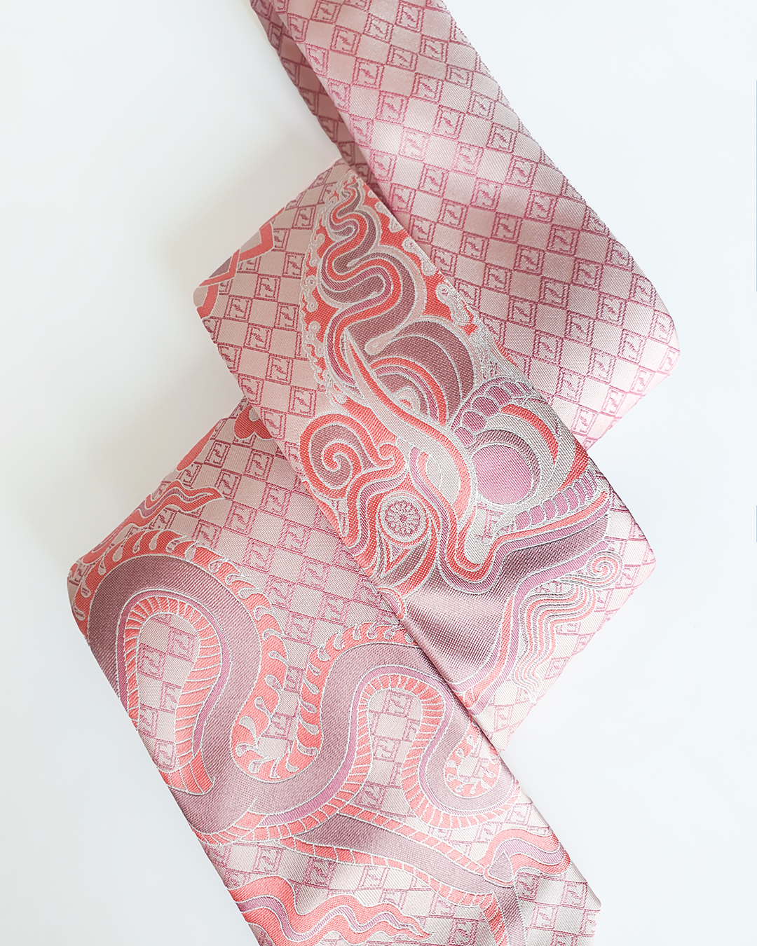 Quà Tặng Cao Cấp / Cà Vạt Lụa Gấm Hoa Văn Hồng Long / 8cm x 145cm