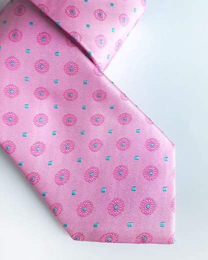 Cà Vạt Lụa Gấm Hoa Văn Phong Lưu Kèm Đôi Khuy Măng Sét / 8cm x 145cm