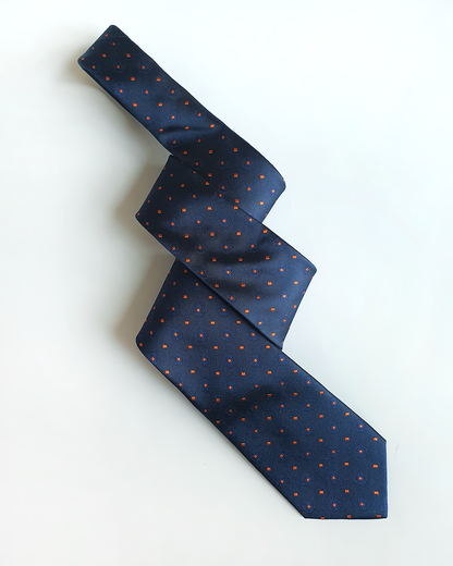 Quà Tặng Cao Cấp / Cà Vạt Lụa Gấm Hoa Văn Lam Ngọc Kèm Đôi Khuy Măng Sét / 8cm x 145cm