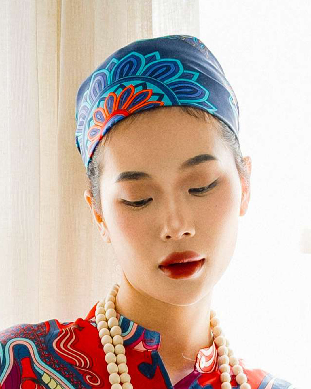 Khăn Lụa Mây Hoạ Long Ân / Xanh Dương / 55x55