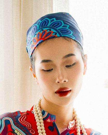 Khăn Lụa Mây Hoạ Long Ân / Xanh Dương / 55x55
