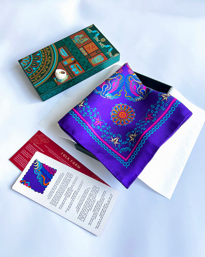 Quà Tặng Cao Cấp Tinh Nhã / Khăn Lụa Vuông Phụng Vũ Vân Ca / Tím