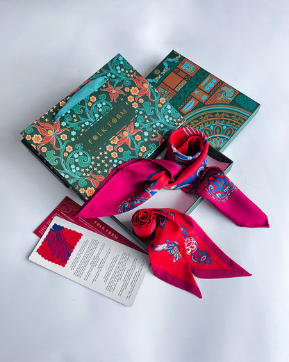 Quà Tặng Cao Cấp Tinh Sắc / Khăn Lụa Vuông Hương Vân Long Mộng / Đỏ