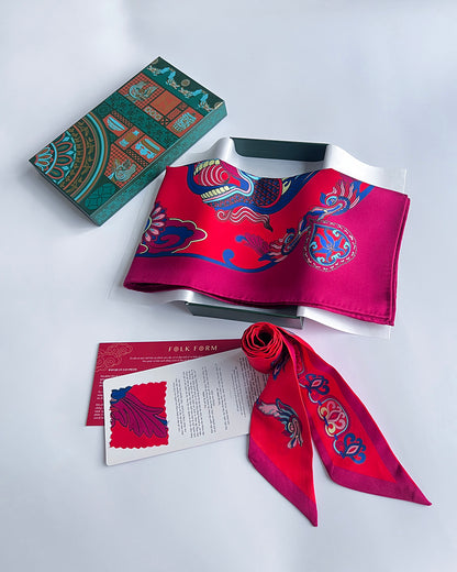 Quà Tặng Cao Cấp Tinh Sắc / Khăn Lụa Vuông Hương Vân Long Mộng / Đỏ