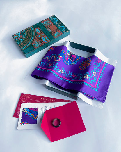 Quà Tặng Cao Cấp Tinh Nhã / Khăn Lụa Vuông Phụng Vũ Vân Ca / Tím