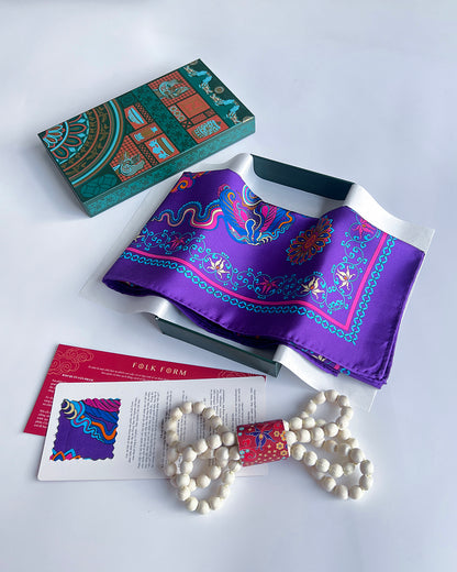 Quà Tặng Cao Cấp Tinh Ngọc / Khăn Lụa Vuông Phụng Vũ Vân Ca / Tím