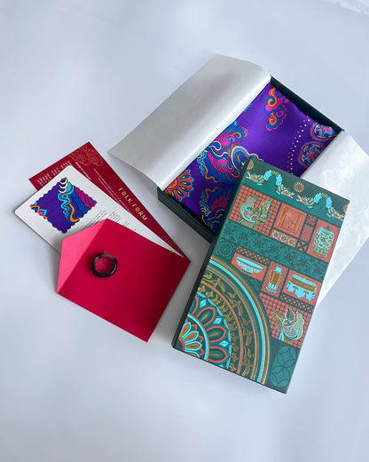 Quà Tặng Cao Cấp Tinh Nhã / Khăn Lụa Vuông Phụng Vũ Vân Ca / Tím