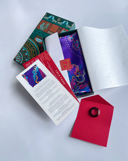 Quà Tặng Cao Cấp Tinh Nhã / Khăn Lụa Vuông Phụng Vũ Vân Ca / Tím