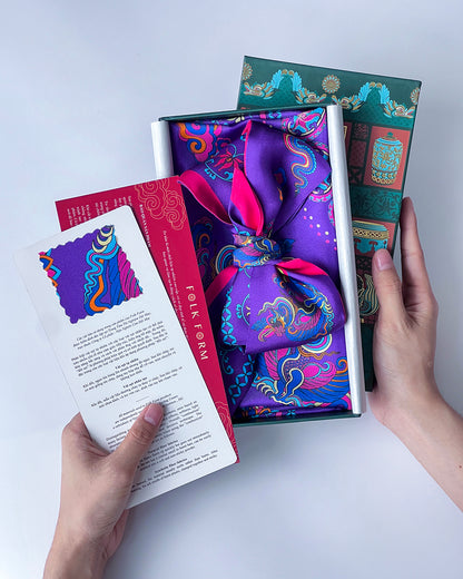 Quà Tặng Cao Cấp Tinh Sắc / Khăn Lụa Vuông Phụng Vũ Vân Ca / Tím