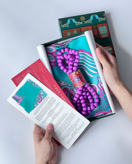 Set 3 Quà Tặng Doanh Nghiệp Cao Cấp Tinh Vân / Khăn Lụa Vuông Hương Vân Long Mộng / Xanh Ngọc & Hồng