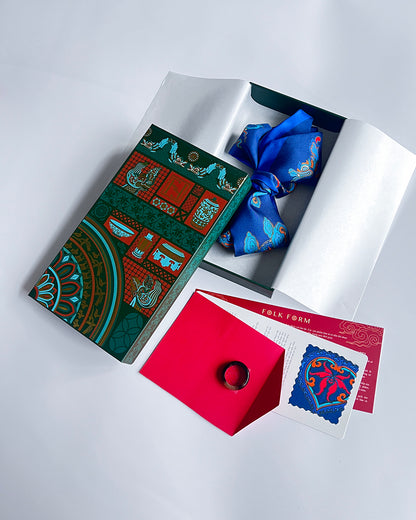 Quà Tặng Cao Cấp / Khăn Twilly Lụa Hương Vân Long Mộng / Xanh Lam Đậm / 6cm x 150cm