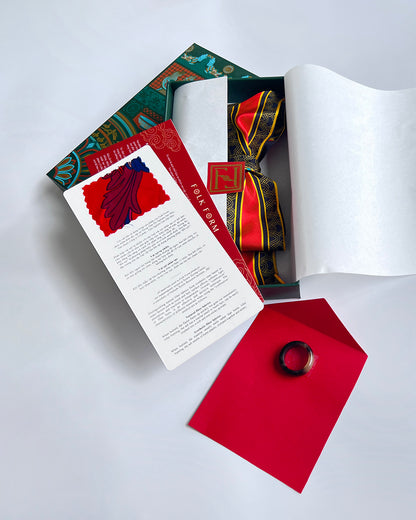 Quà Tặng Cao Cấp / Khăn Twilly Lụa Cố Đô Liên Hoạ / Đen & Da Cam / 6cm x 150cm