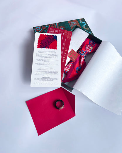 Quà Tặng Cao Cấp / Khăn Twilly Lụa Hương Vân Long Mộng / Đỏ / 6cm x 150cm