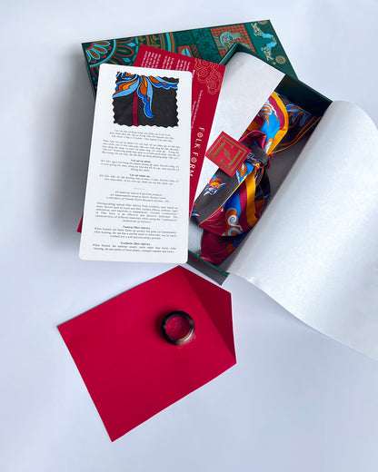 Quà Tặng Cao Cấp / Khăn Twilly Lụa Uyên Ương Liên Hạ / Nâu & Da Cam / 6cm x 150cm