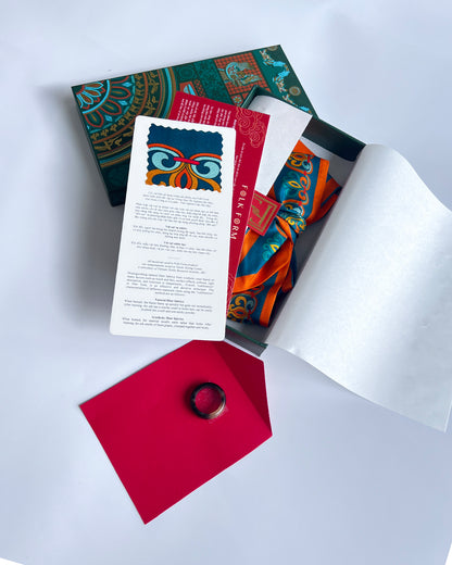 Quà Tặng Cao Cấp / Khăn Twilly Lụa Hương Vân Long Mộng / Xanh Cổ Vịt & Da Cam / 6cm x 150cm