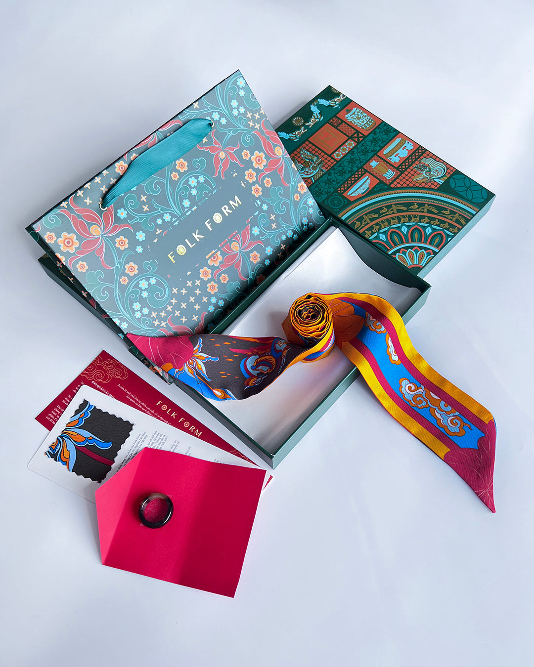 Quà Tặng Cao Cấp / Khăn Twilly Lụa Uyên Ương Liên Hạ / Nâu & Da Cam / 6cm x 150cm