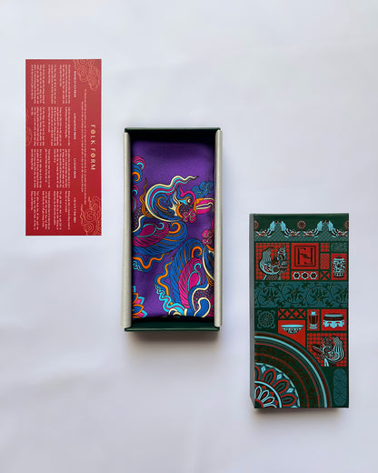 Quà Tặng Cao Cấp Tinh Tế / Khăn Lụa Vuông Phụng Vũ Vân Ca / Tím