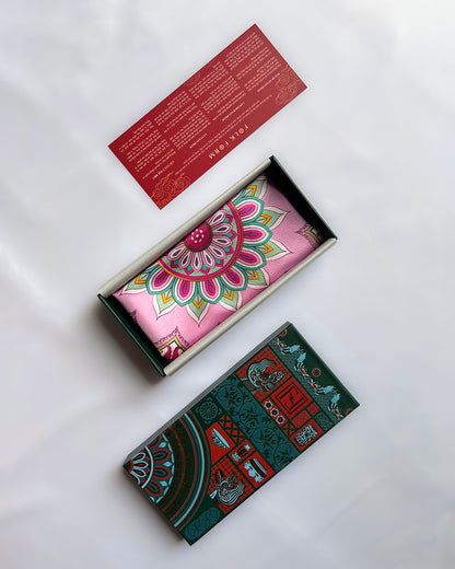 Quà Tặng Cao Cấp Tinh Tế / Khăn Lụa Vuông Phụng Vũ Vân Ca / Hồng