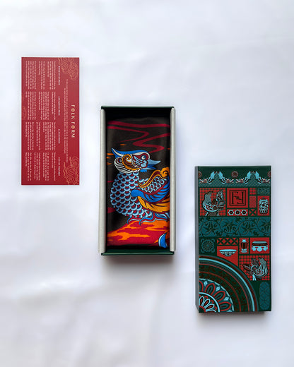 Quà Tặng Cao Cấp Tinh Tế / Khăn Lụa Vuông Uyên Ương Liên Hạ / Nâu & Da Cam