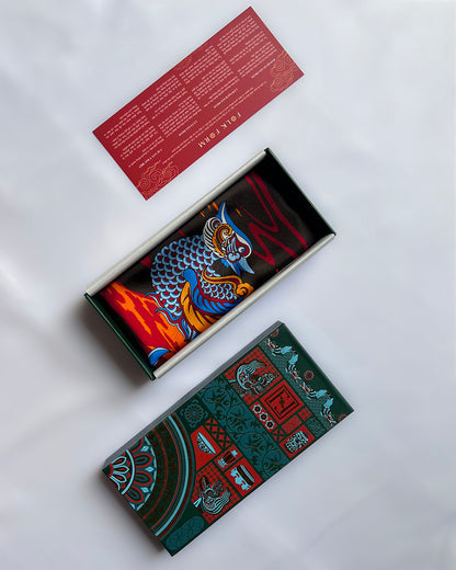 Quà Tặng Cao Cấp Tinh Tế / Khăn Lụa Vuông Uyên Ương Liên Hạ / Nâu & Da Cam